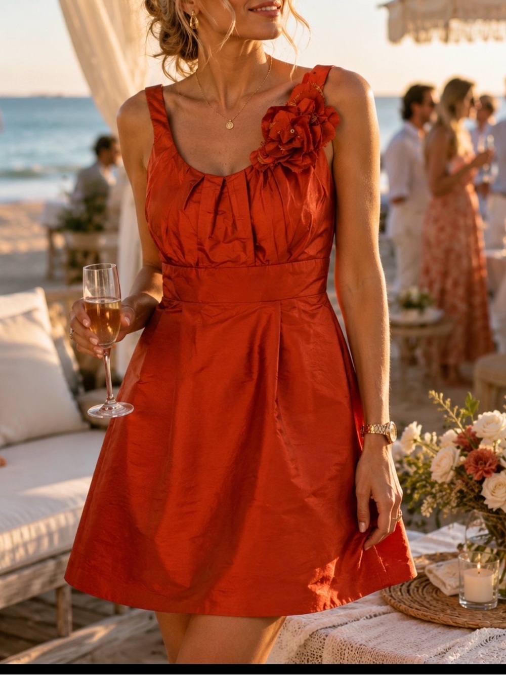 Jim Hjelm occasions apricot colored size 8 silky taffeta polyester size 8 dress